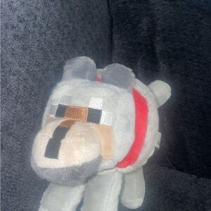 Jinx Official Minecraft Gray Wolf Red Collar 12" Plush Stuffed Animal Toy